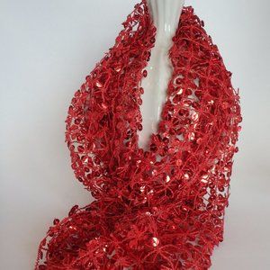 Charlie Paige Red Sequin Scarf NEW
